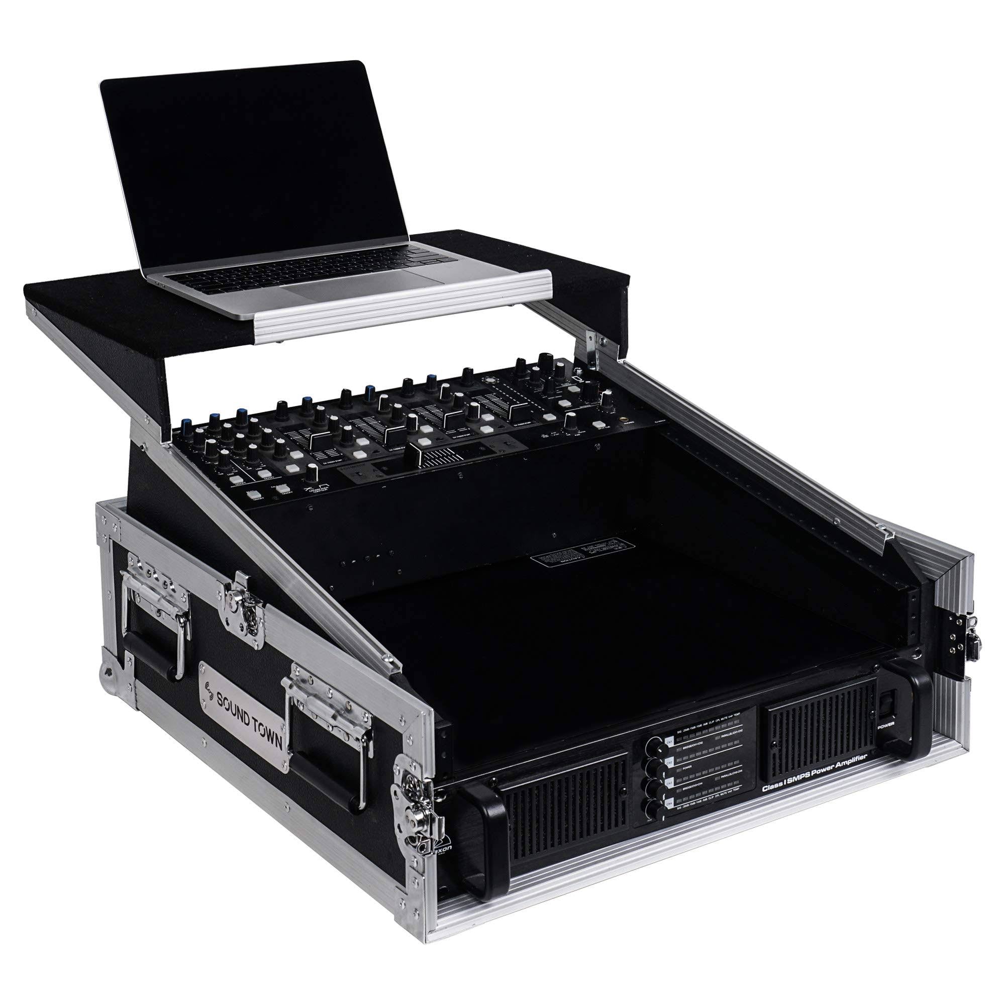 2U Rack Case with 11U Slant Mixer Top and Laptop Platform N906314