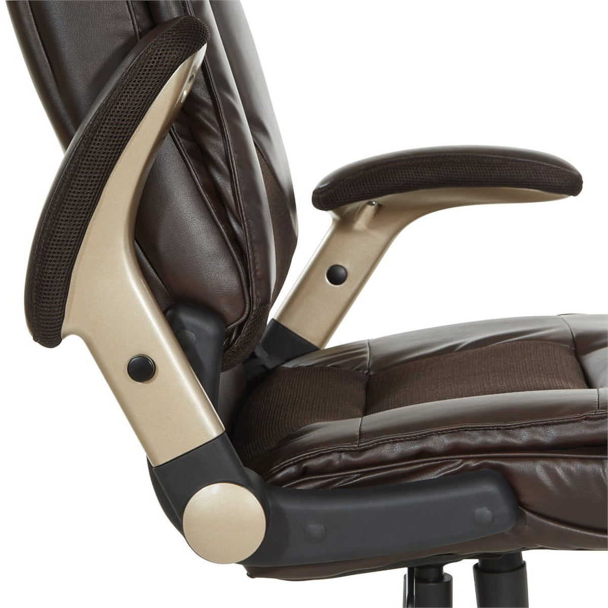 Bonded Leather Chair in Espresso with Cocoa Coated Flip Arms F227