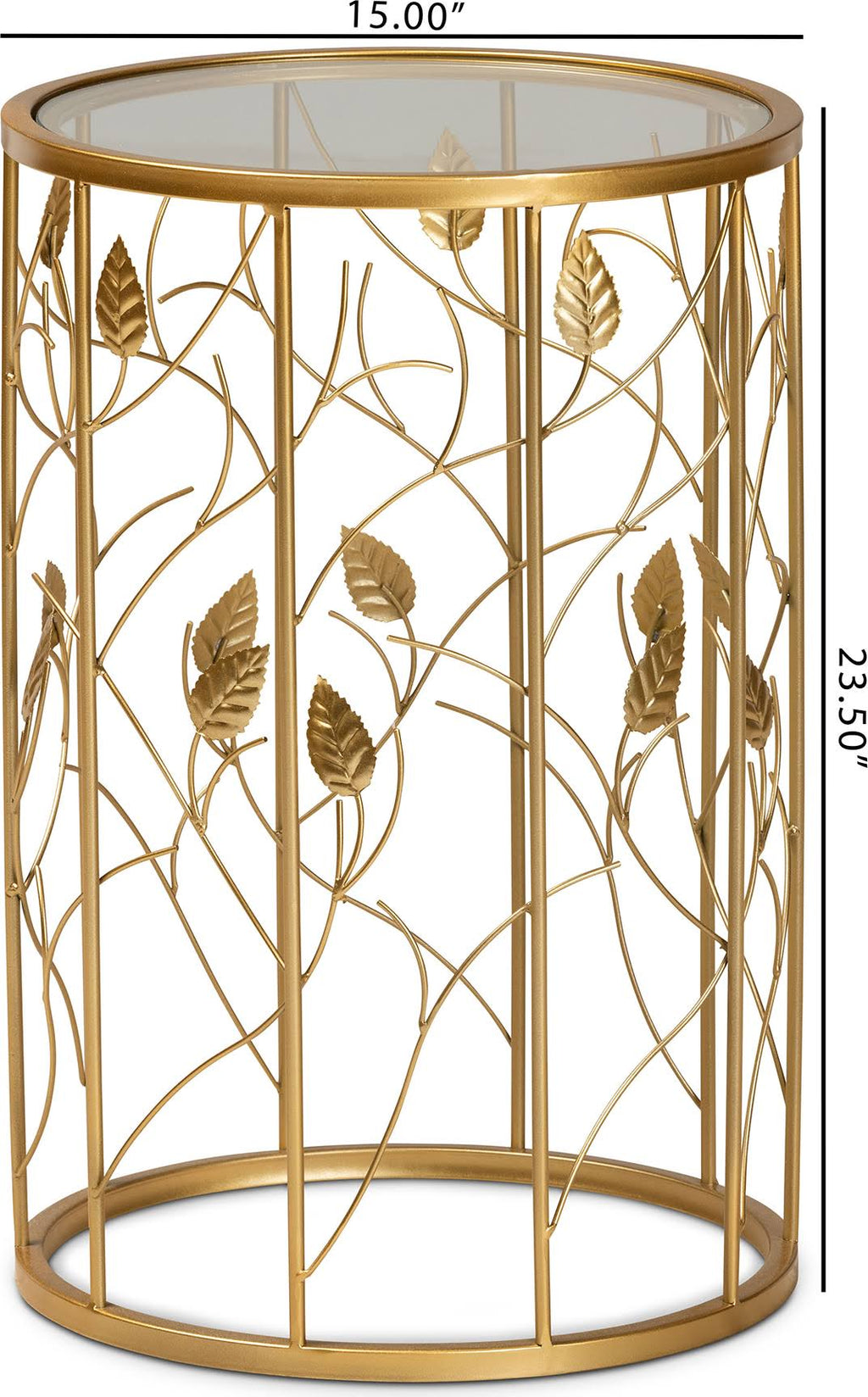 Gold Metal and Glass Leaf Accent End Table P949063
