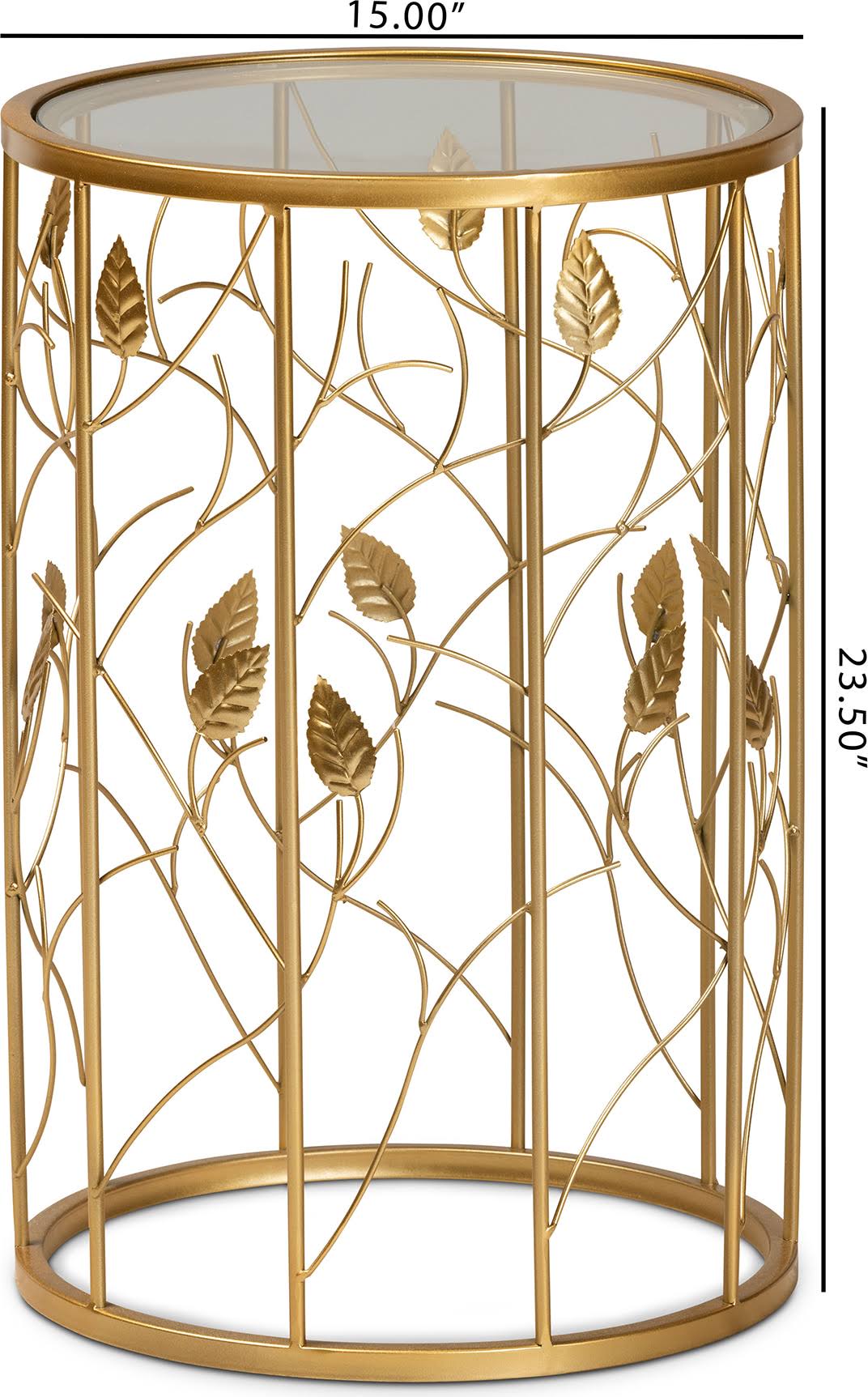 Gold Metal and Glass Leaf Accent End Table P949063