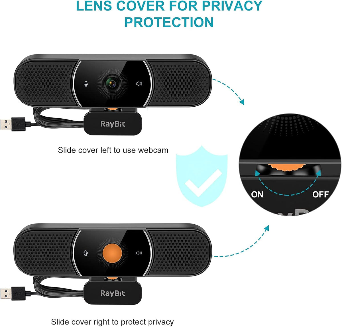 2 Pack Webcam with Microphone and Speaker F509