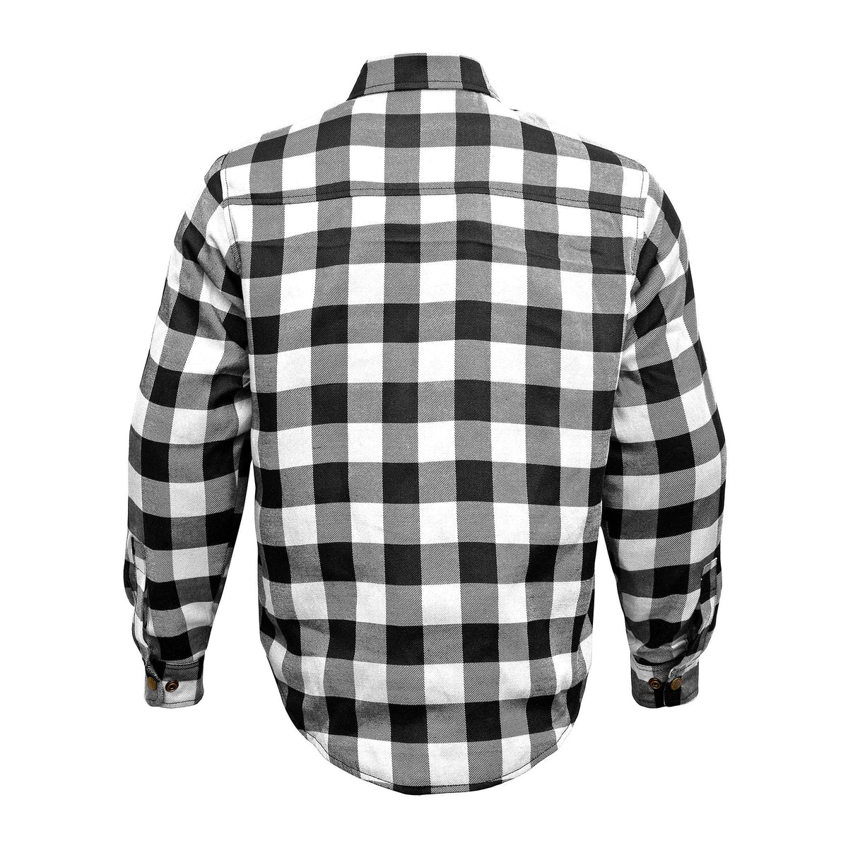 Black & White Reinforced Flannel Motorcycle Shirt D9199