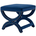 Navy Blue Velvet Accent Chair and Ottoman P5317