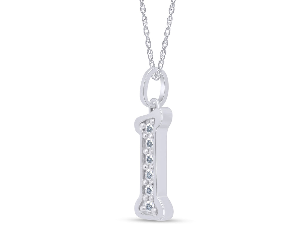 1/5 Ct Round Cut Moissanite Initial "I" Pendant Necklace in 14k White Gold Over Sterling Silver 18" Chain P538636