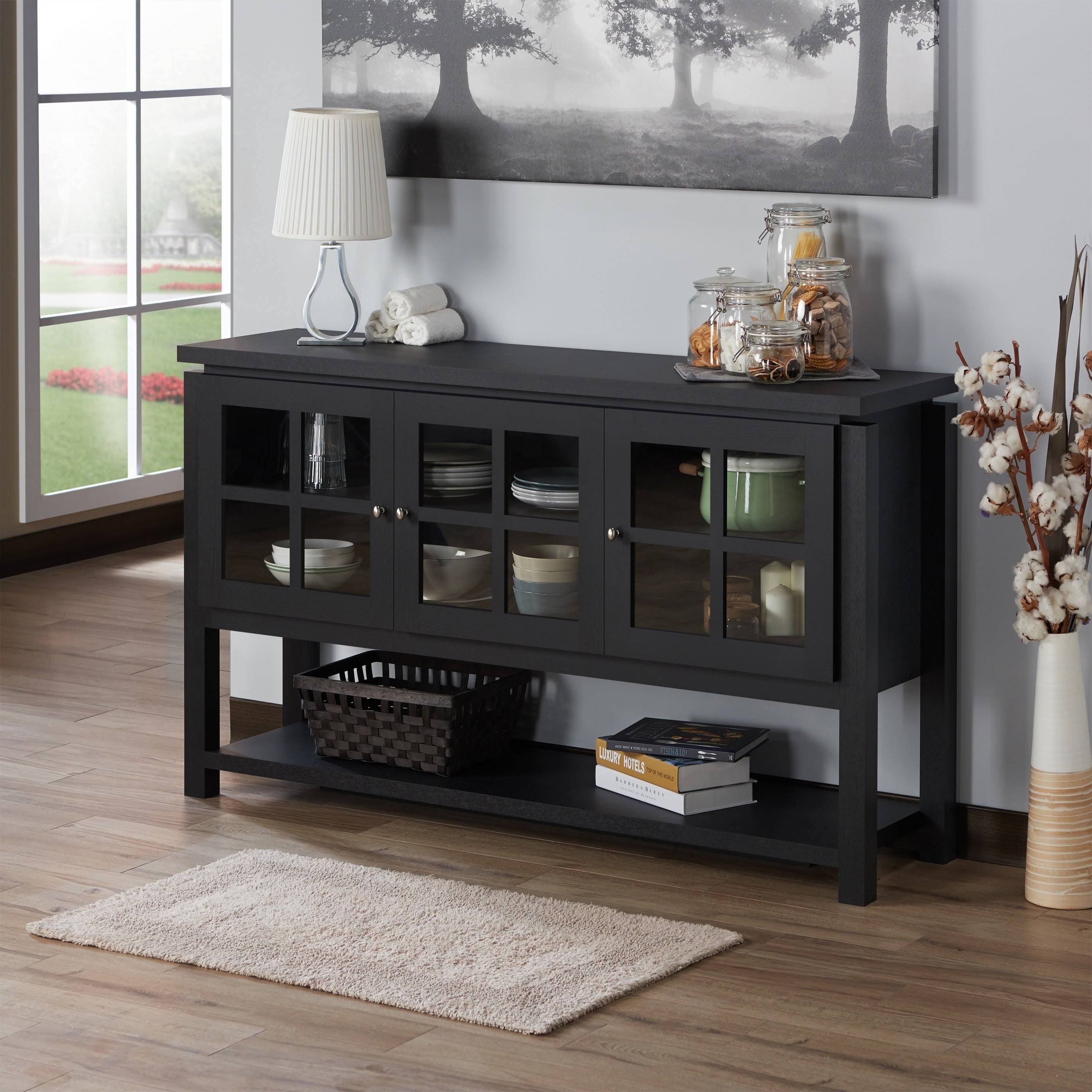 Black Contemporary Buffet Table Q392