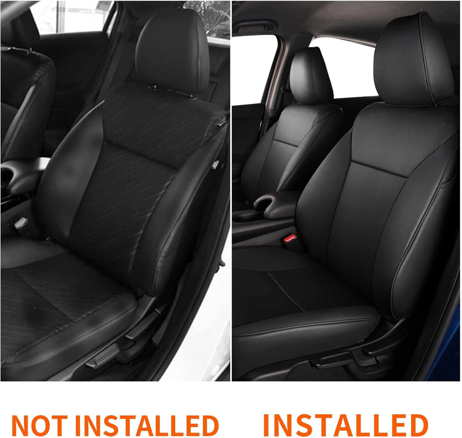 Black Faux Leather Full Set Car Seat Covers Z163