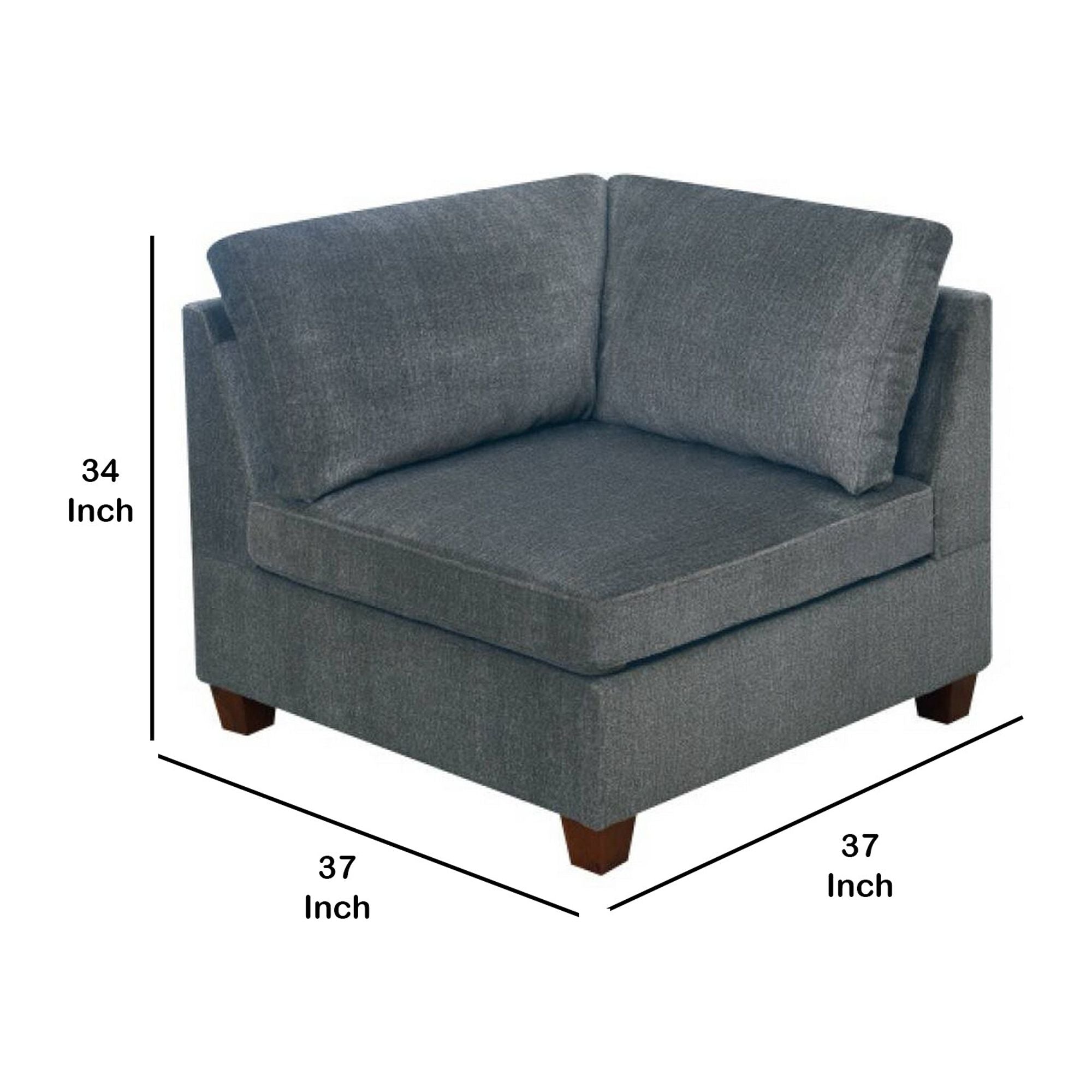 Gray Fabric Upholstered Wooden Corner Wedge W43561