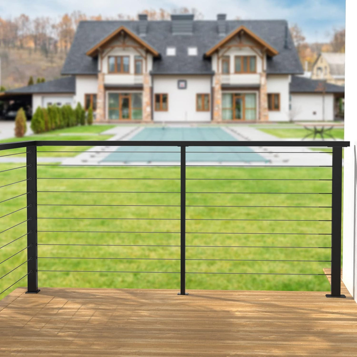 Black 30 Degree Stainless Steel Cable Railing Post U192158
