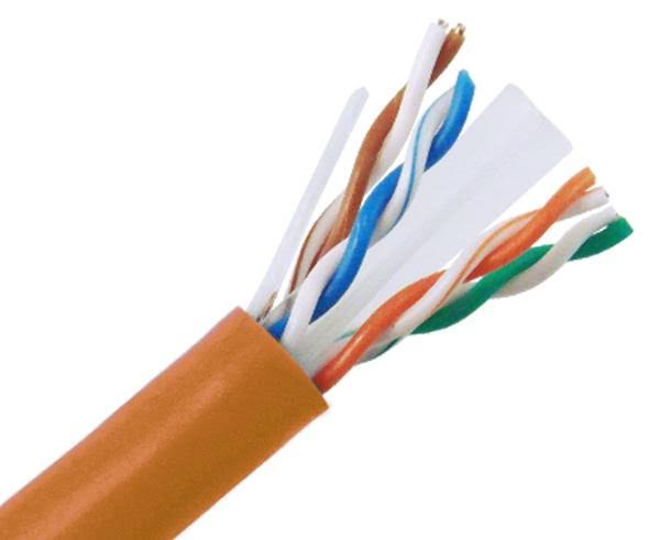 Cat6a Riser Bulk Ethernet Cable, Unshielded CMR, UTP, 23 AWG Orange Z5587