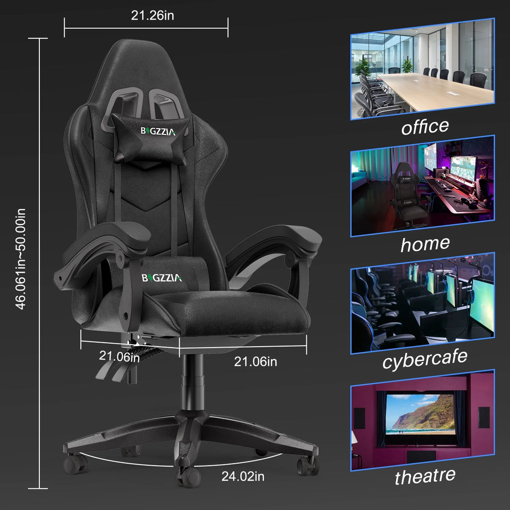 Ergonomic Gaming Chair with Headrest & Lumbar Pillow, Black B9555