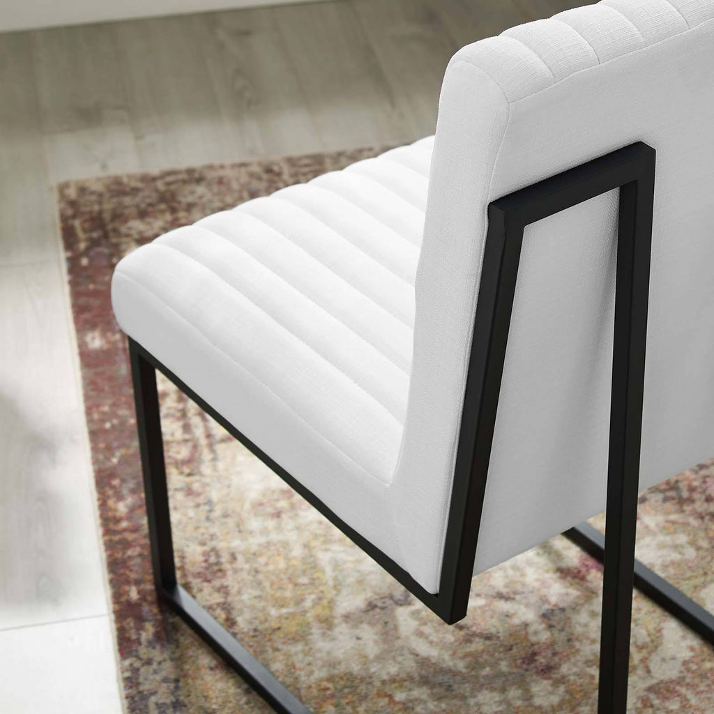 White Channel Tufted Fabric Dining Chair L881