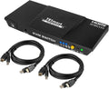 HDMI KVM Switch 2 Ports 4K@60Hz Ultra HD 2x1 with 2 Pcs 5ft KVM Cables USB 2.0 (Black) T207