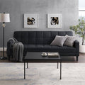 Black Faux Leather Convertible Sleeper Sofa V55012