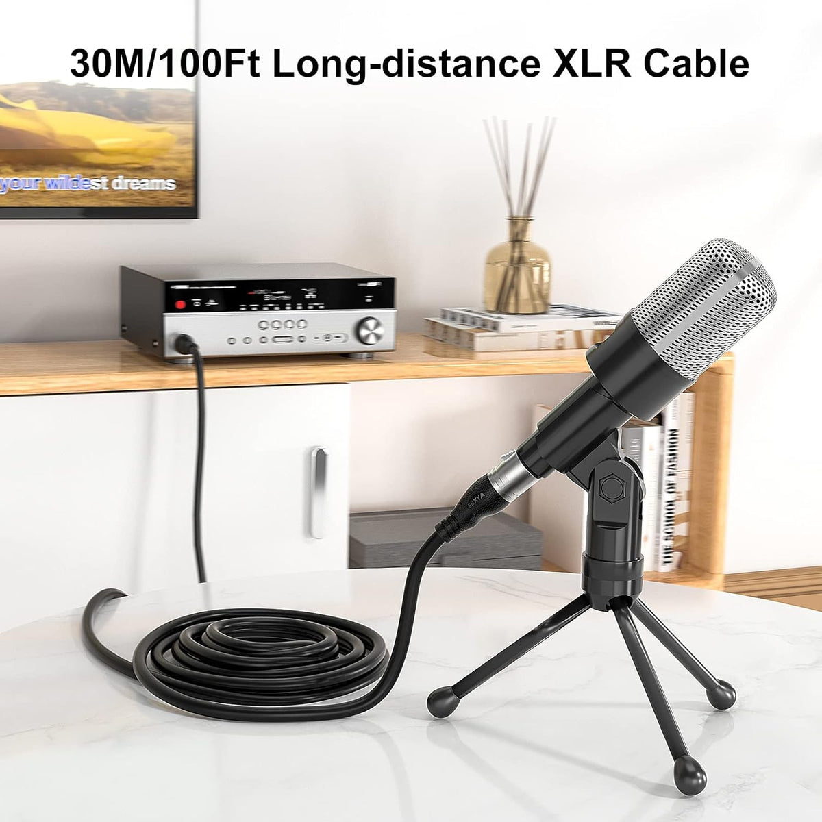 100 Ft XLR Microphone Cable, Black, Pack of 2 U790