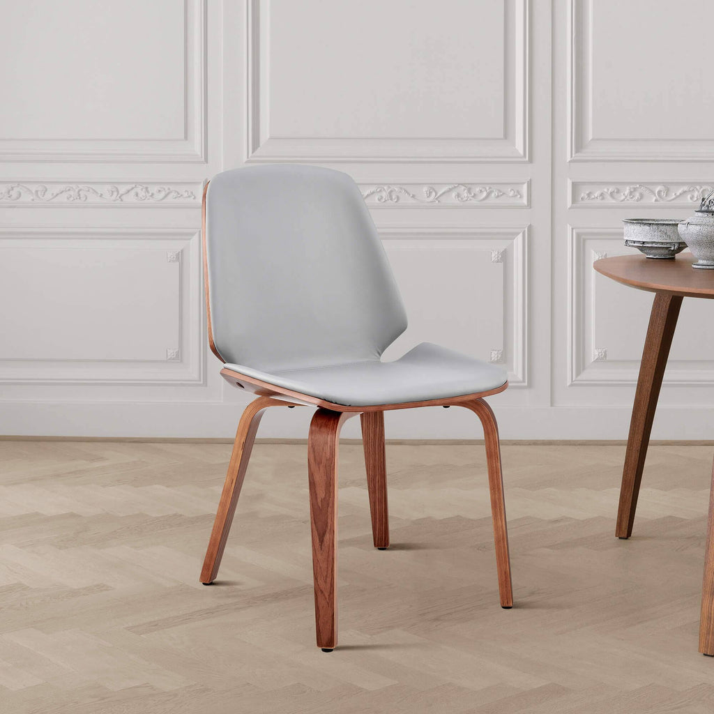 Gray Faux Leather and Walnut Wood Accent Chair M2550
