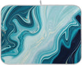 Blue Abstract Marble Dish Drying Mat, 16x18Inch D5149