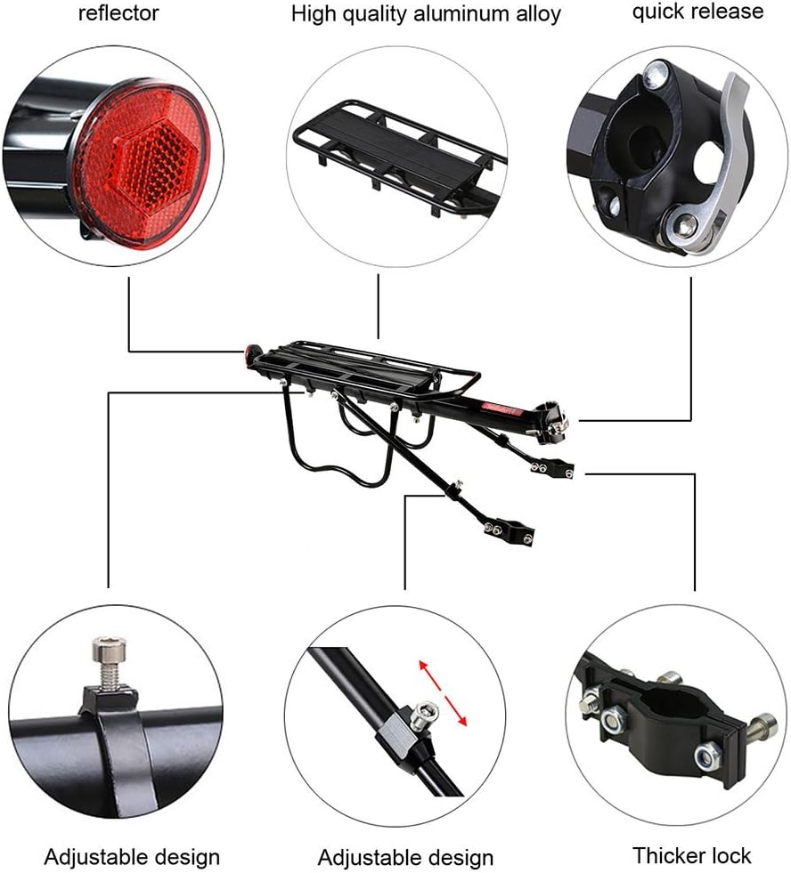 Black Quick Release Alloy Rear Bike Rack Pack of 2 H846396