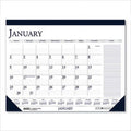Recycled Two-Color Monthly Desk Pad Calendar with Notes Section, 18.5 x 13, Blue Binding/Corners, 12-Month (Jan-Dec) Y443123