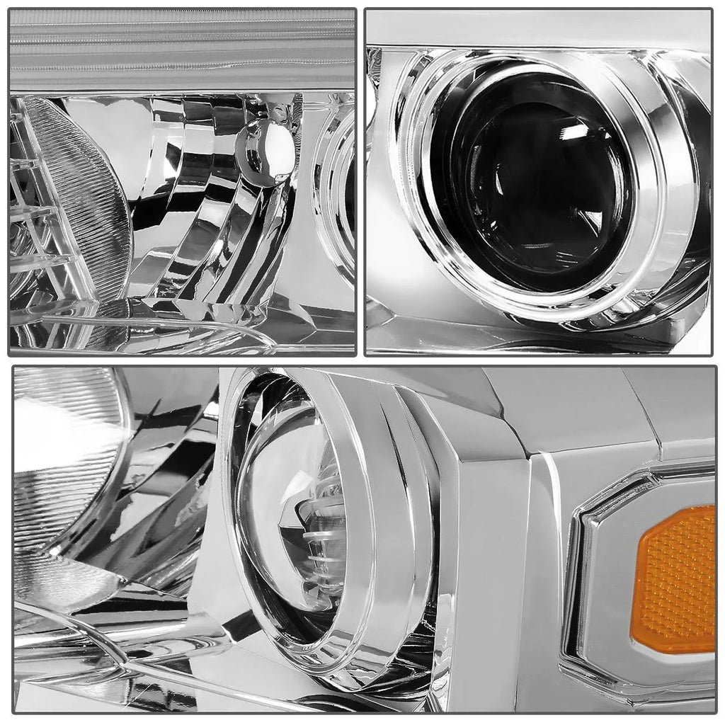 Chrome Housing Amber Projector Headlight Set Y7628