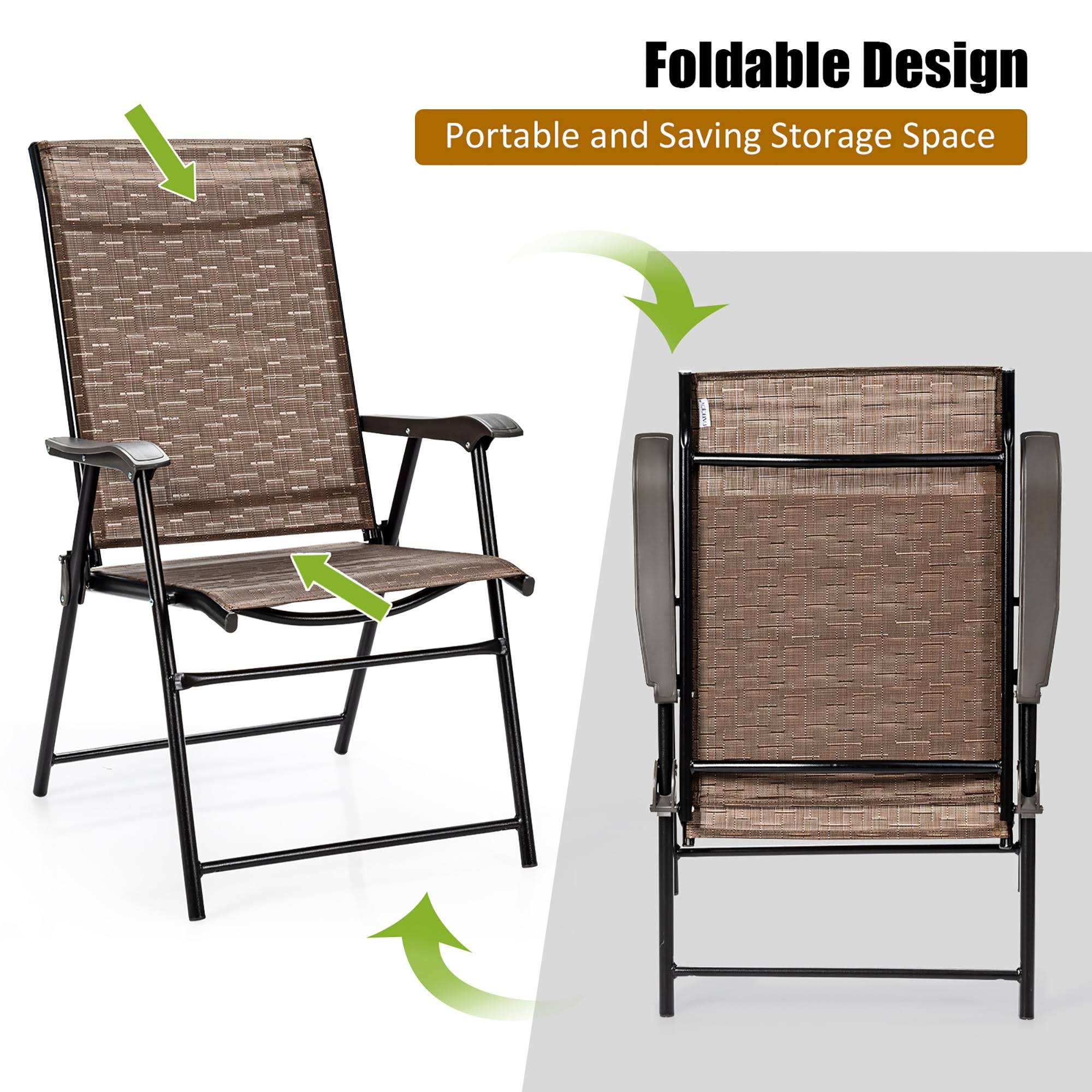 4 Piece Brown Outdoor Folding Chair with Armrest P4434