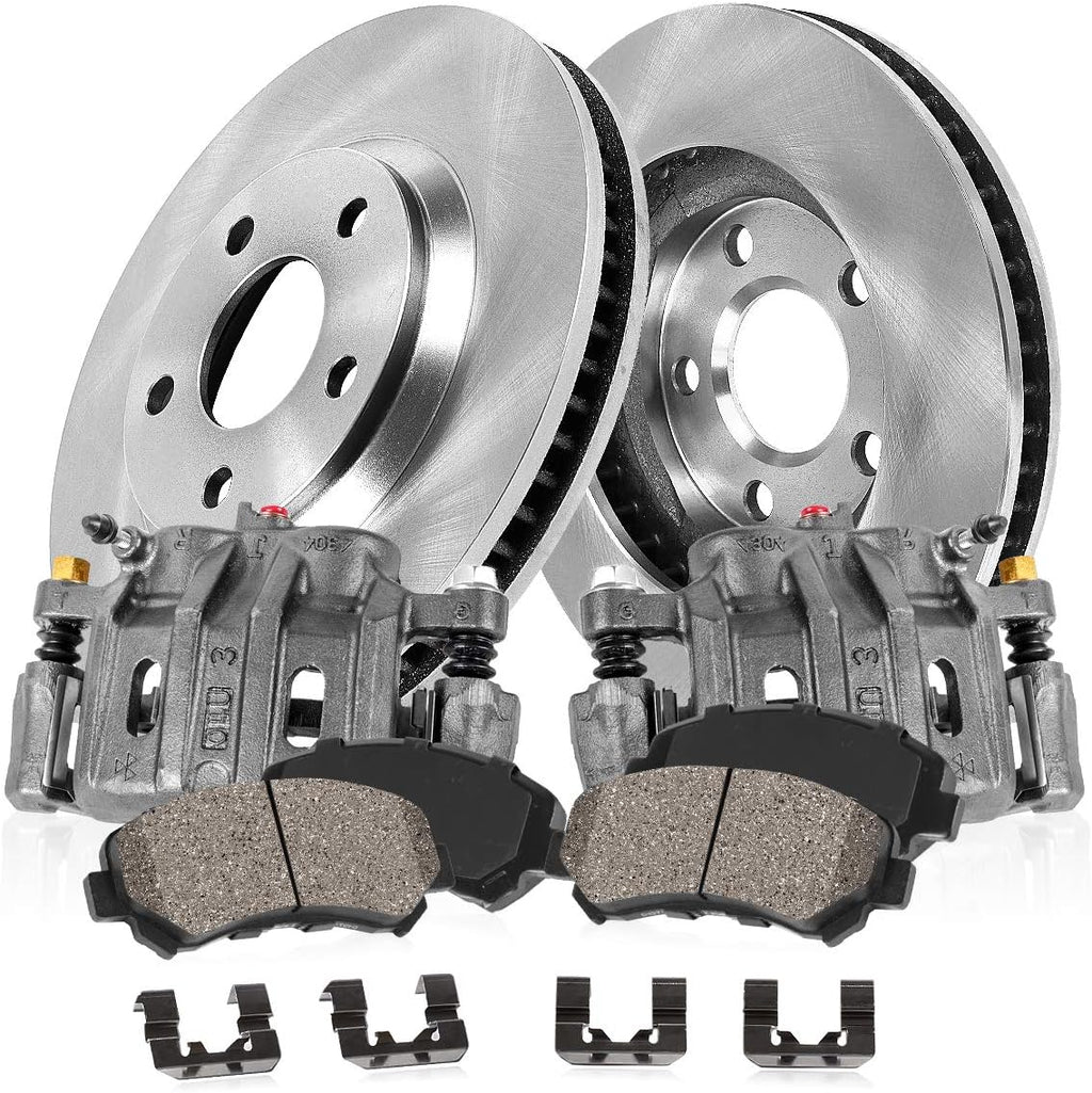 Premium Grade OE Loaded Calipers + Rotors + Low Dust Ceramic Brake Pads Kit W13770