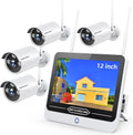 3MP Wireless Security Camera System with 12" Monitor, 8CH NVR Kit, 4Pcs Outdoor Indoor IP Cameras H237416
