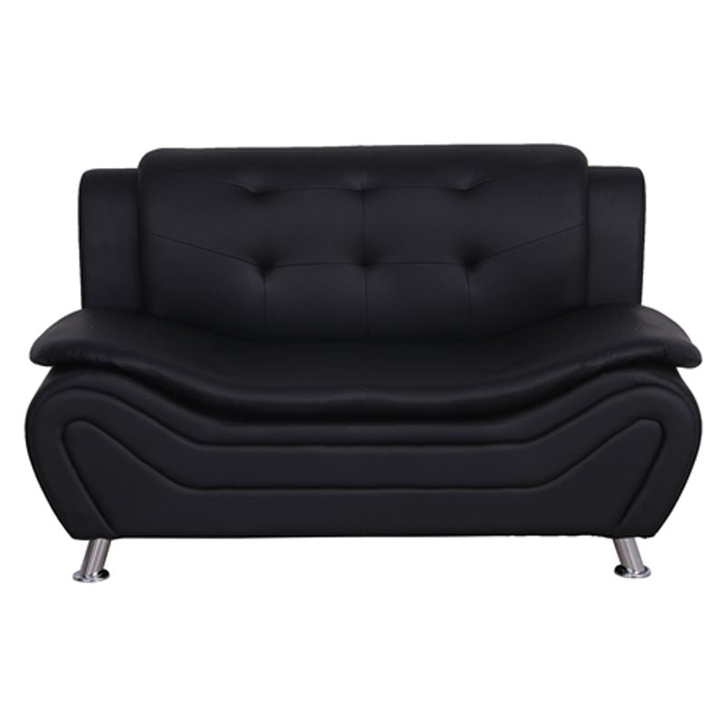 Black Faux Leather Loveseat and Club Chair 2-Piece Set I8748