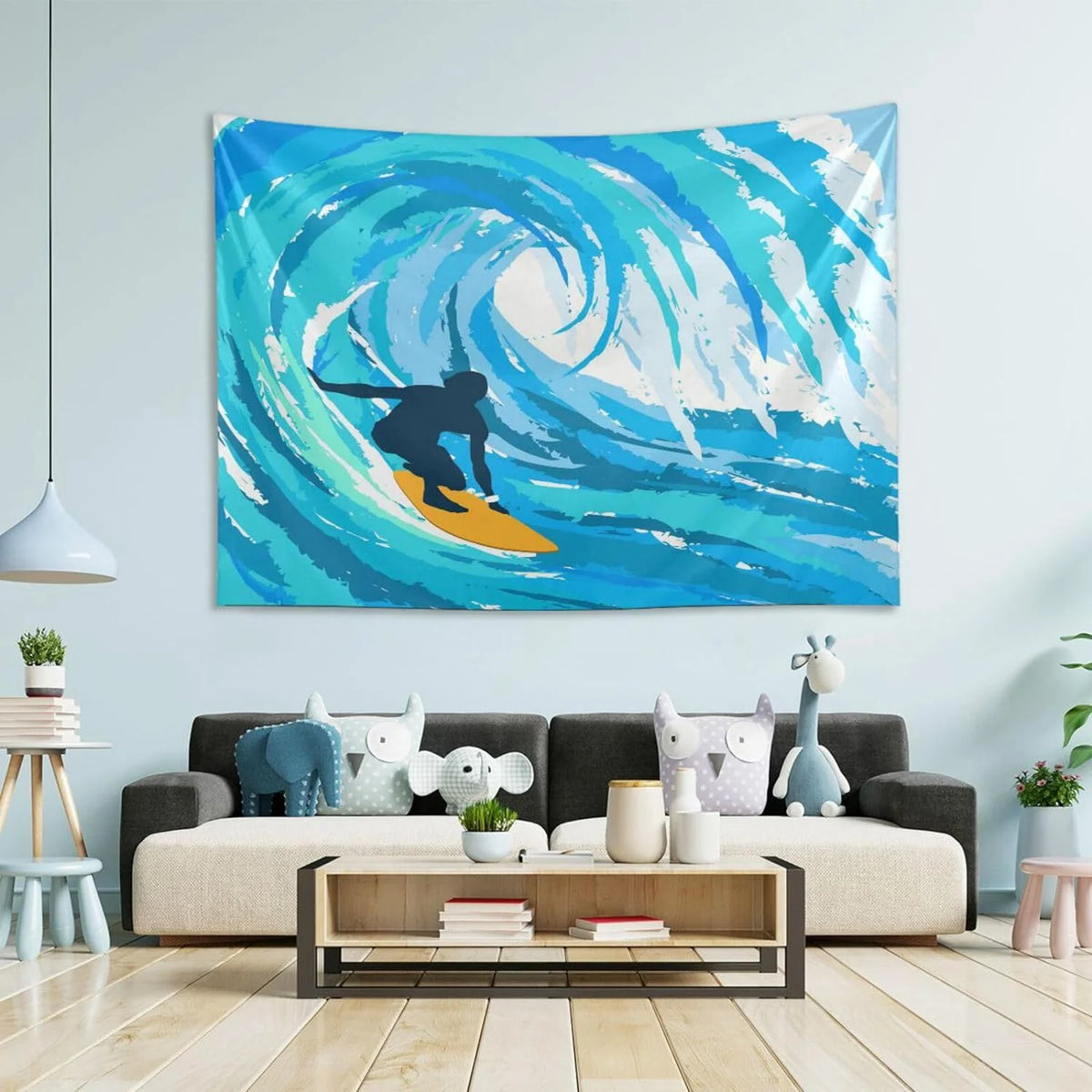 Watercolor Surfing Tapestry 90" x 60" K942818