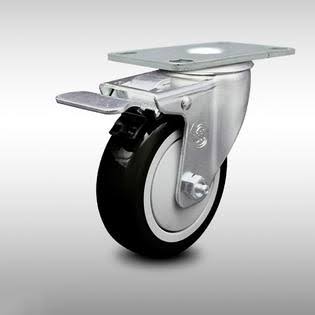 4x22 Blk Poly Wheel Stainless Swivel Caster with Total Lock Brake F33251