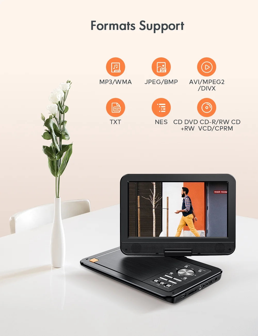 12.5" Portable DVD Player with 10.5" HD Swivel Screen, Black U499256