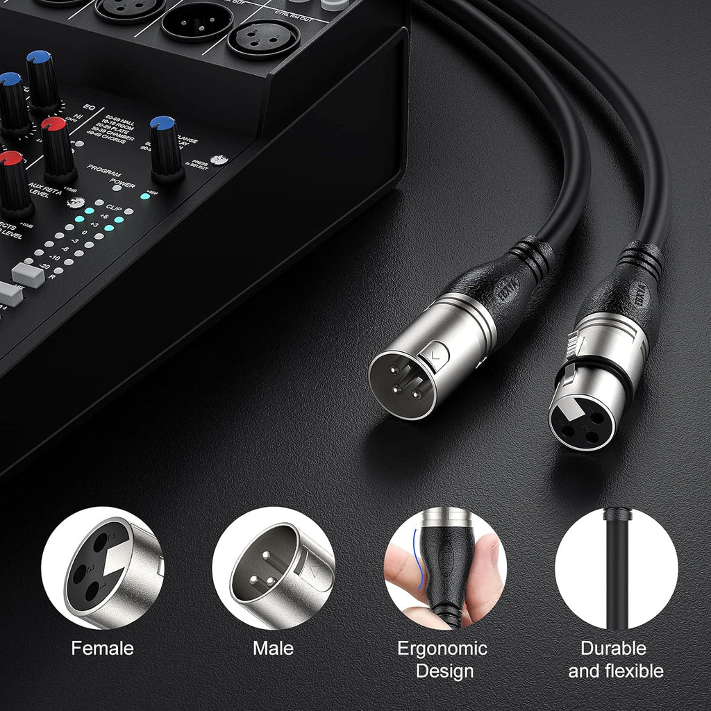 100 Ft XLR Microphone Cable, Black, Pack of 2 U790