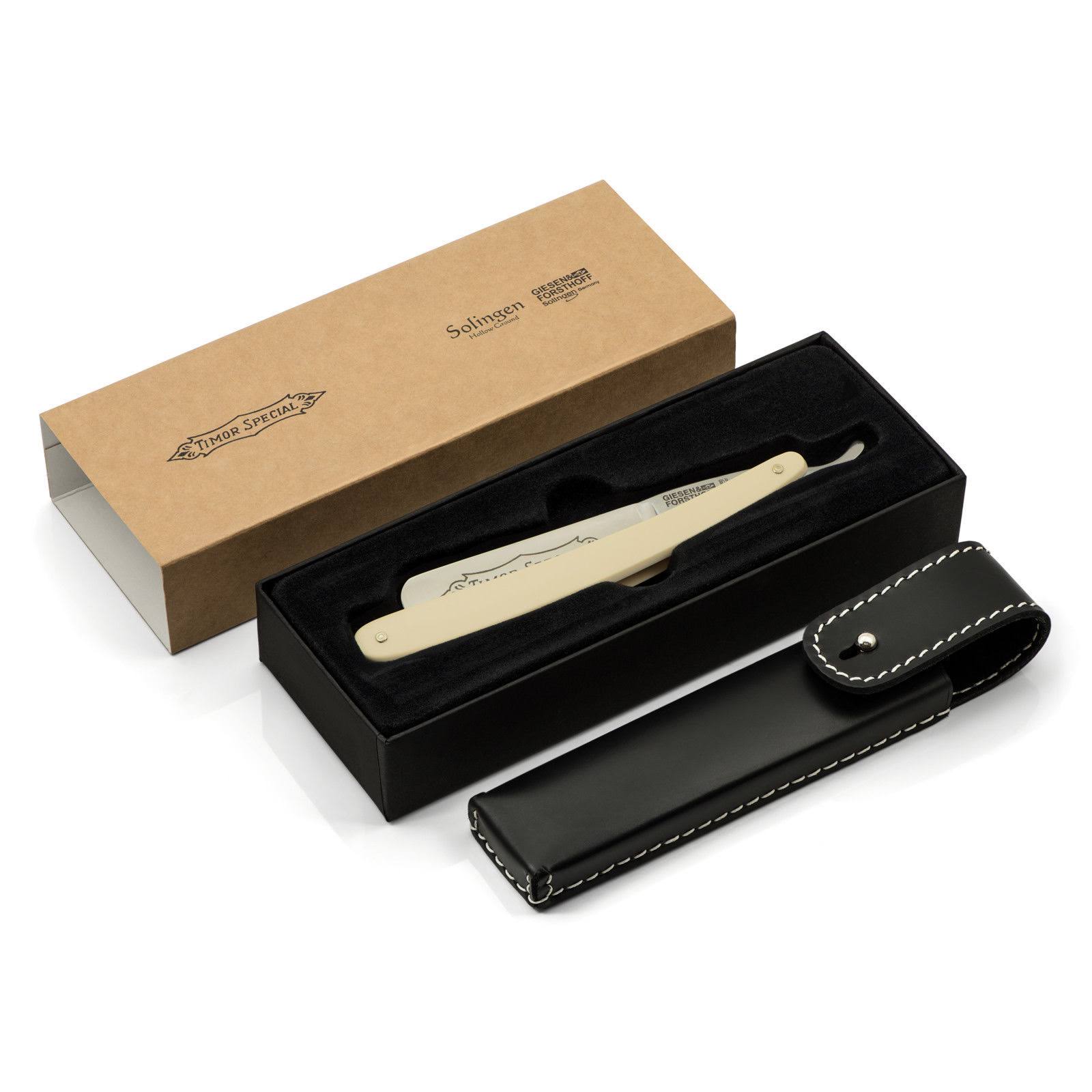 Carbon Steel Straight Razor with Ivory Plastic Handle D3287