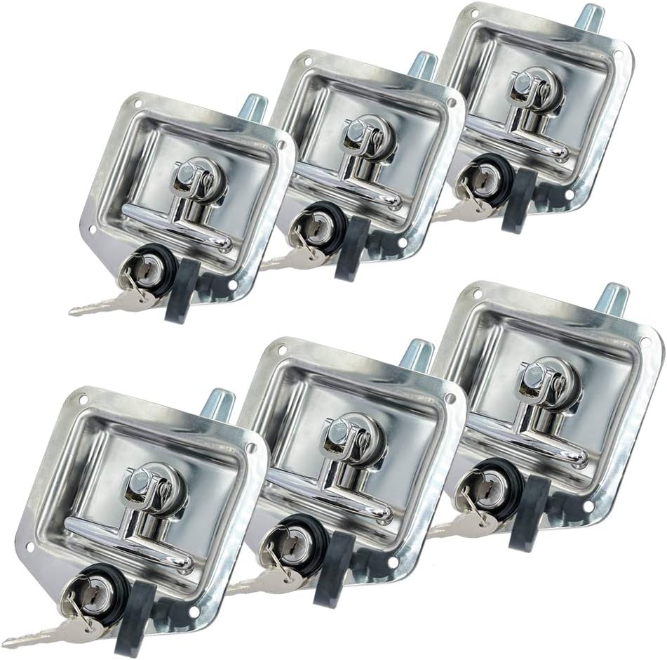 Pack of 4 Heavy Duty Stainless Steel T-Handle Toolbox Door Locks with 2 Keys W76339