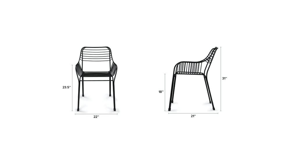 Black Outdoor Dining Armchairs Metal Frame A878