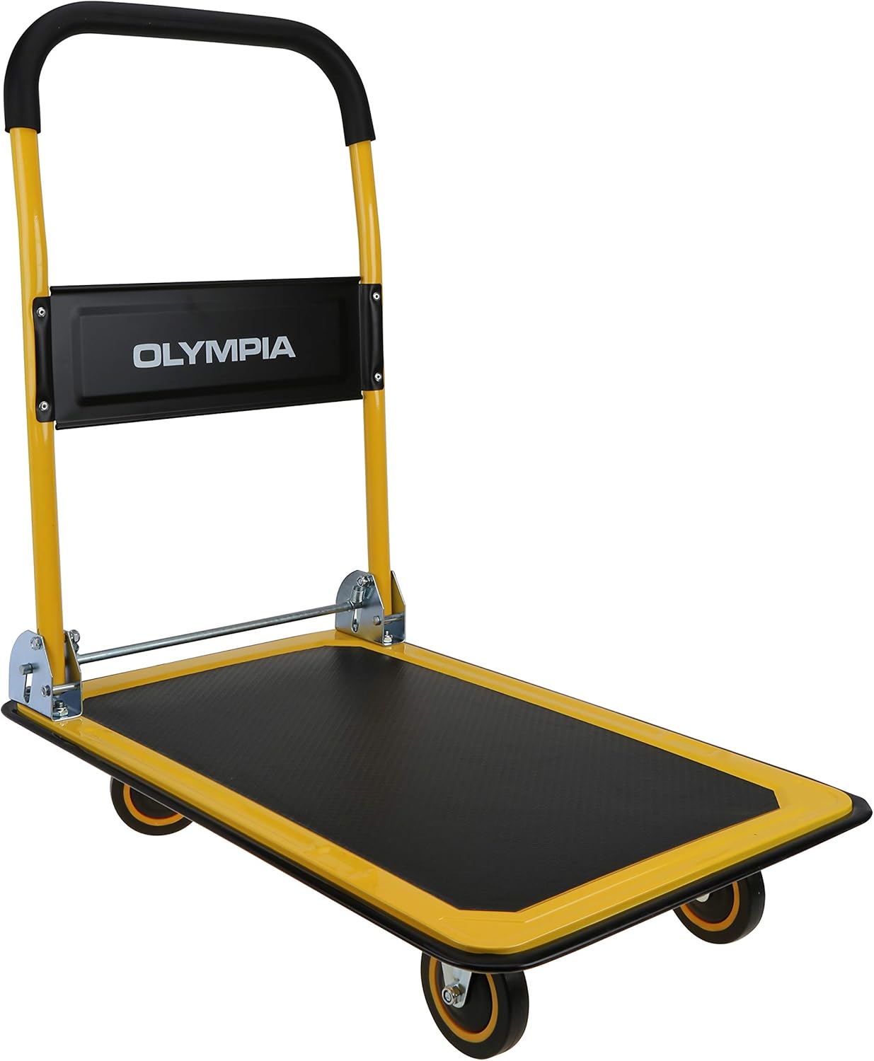 Folding & Rolling Flatbed Cart, Olive Green with Blue Bumper, 600 Lb. Load Capacity Z570386