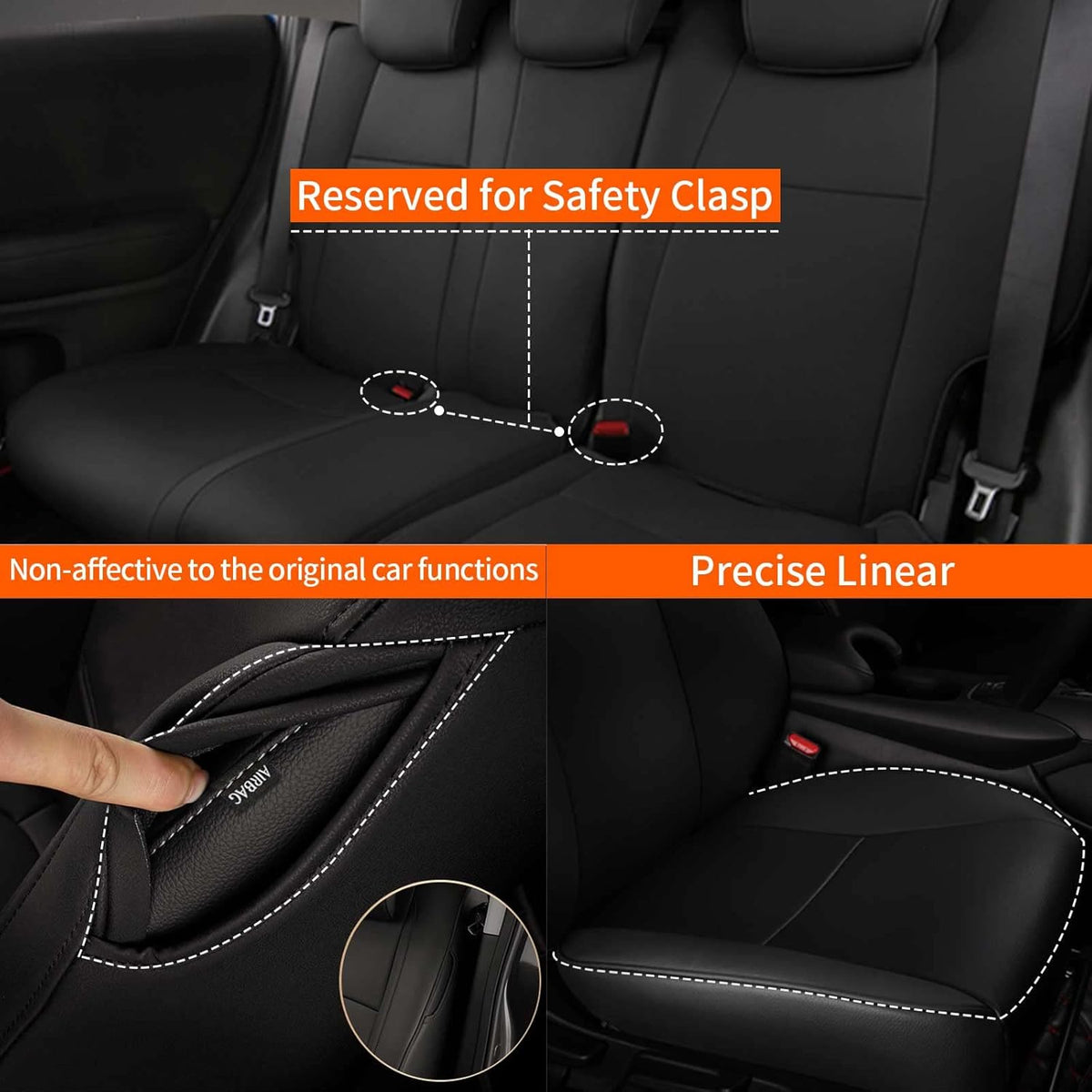 Black Faux Leather Full Set Car Seat Covers Z163