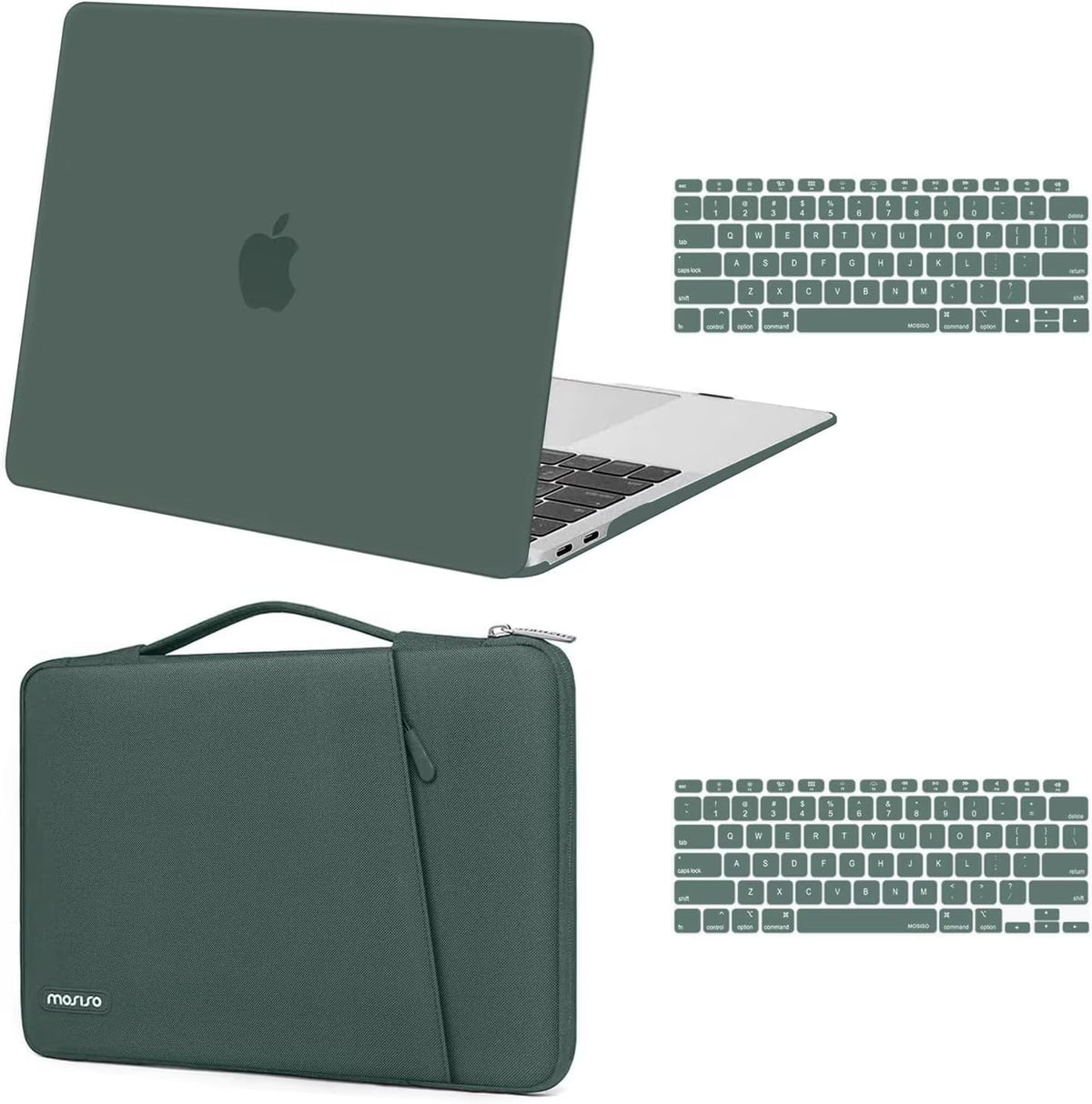 3 in 1 Case for MacBook Air 13 inch Plastic Hard Shell Sleeve Bag Keyboard Skin Midnight Green S6175
