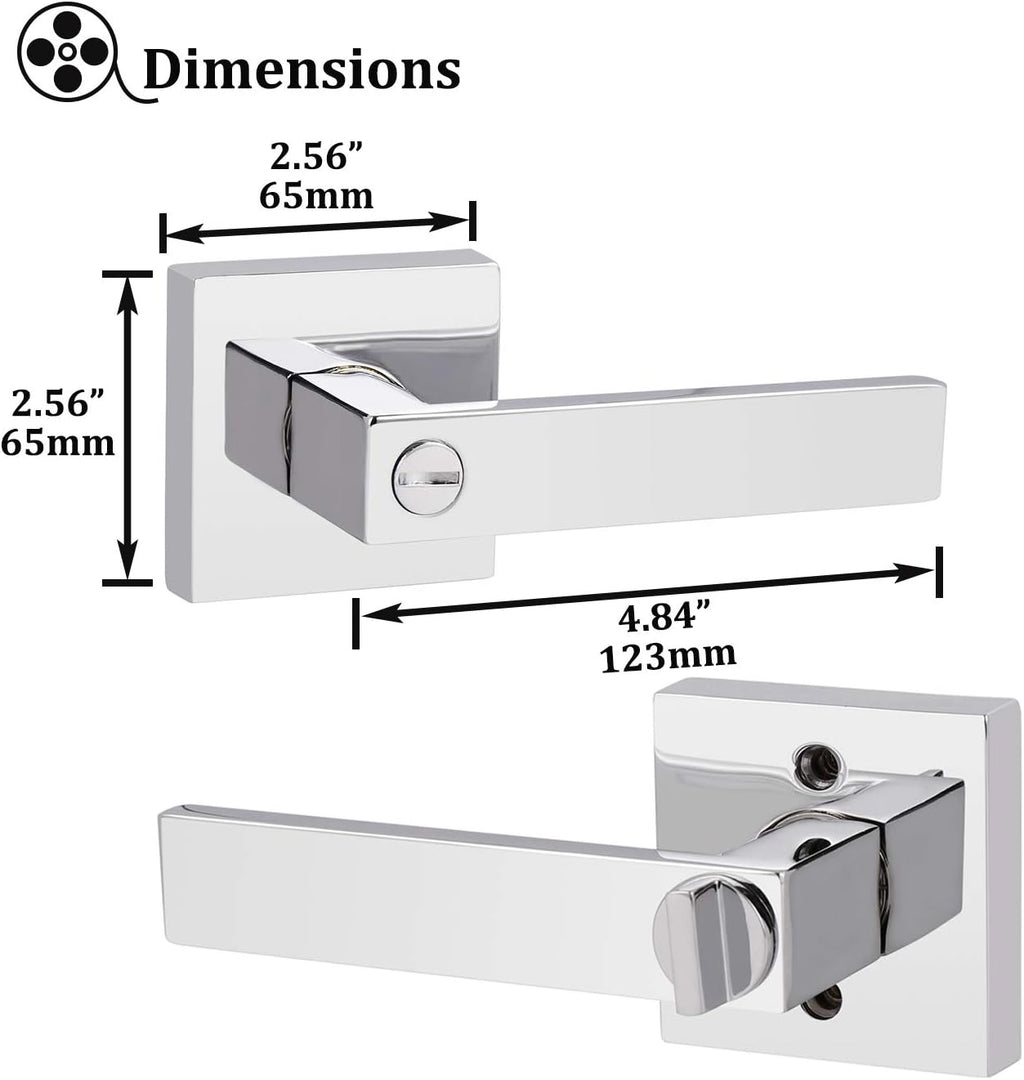 Polished Chrome Square Privacy Levers 5 Pack K742839