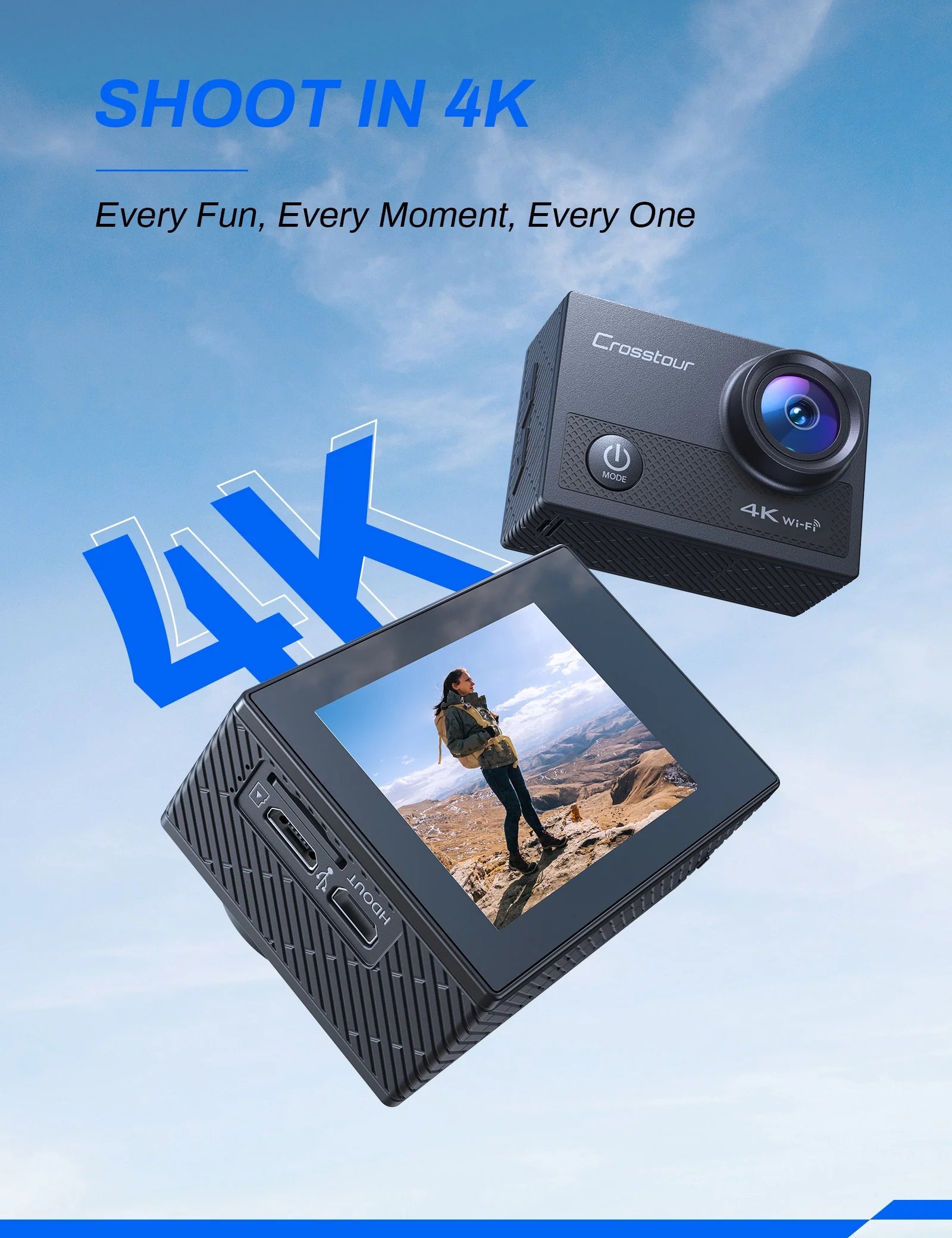 4K 16MP WiFi Sports & Action Camera with Remote Control Z6075