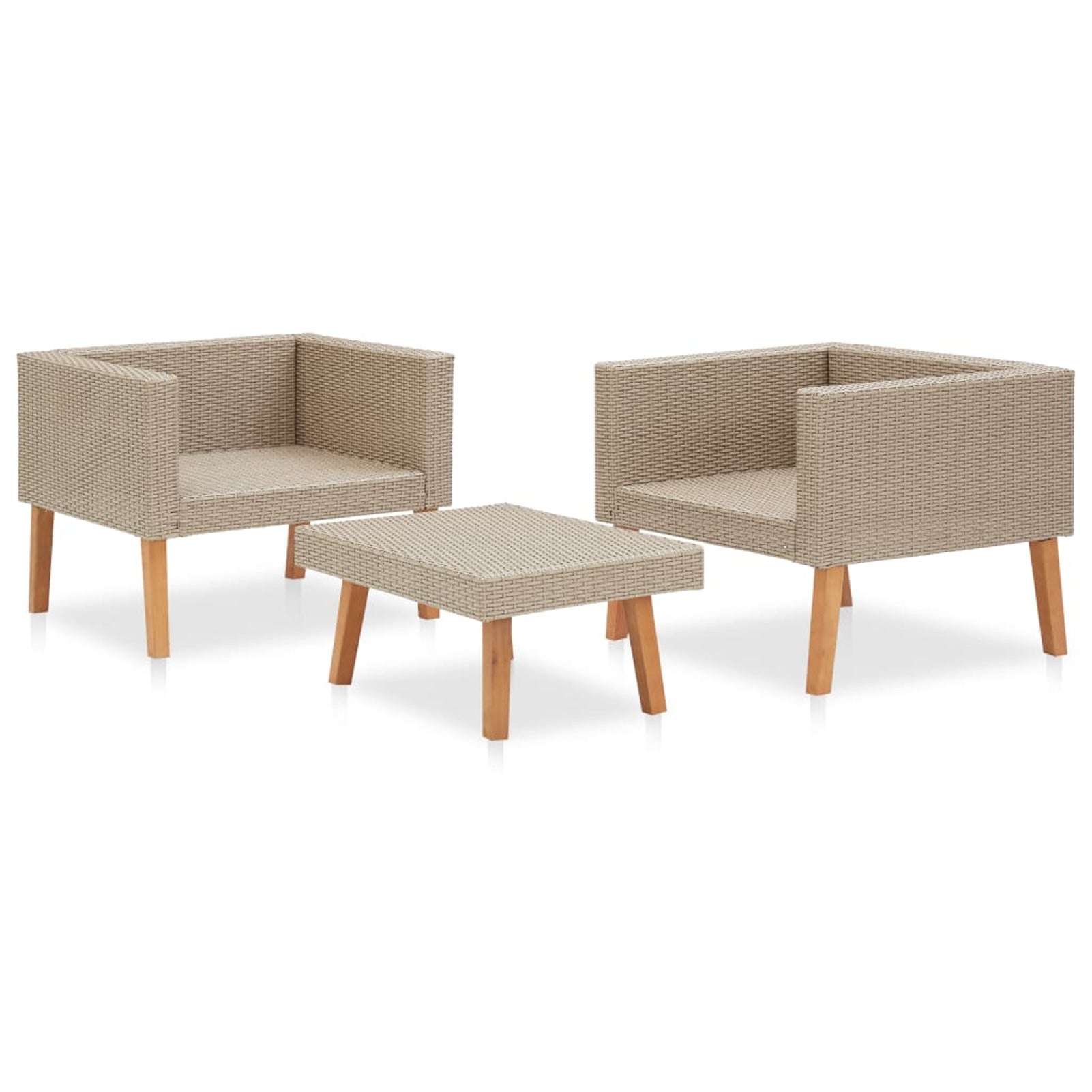 3 Piece Poly Rattan Outdoor Sectional Sofa Set with Cushions J557931