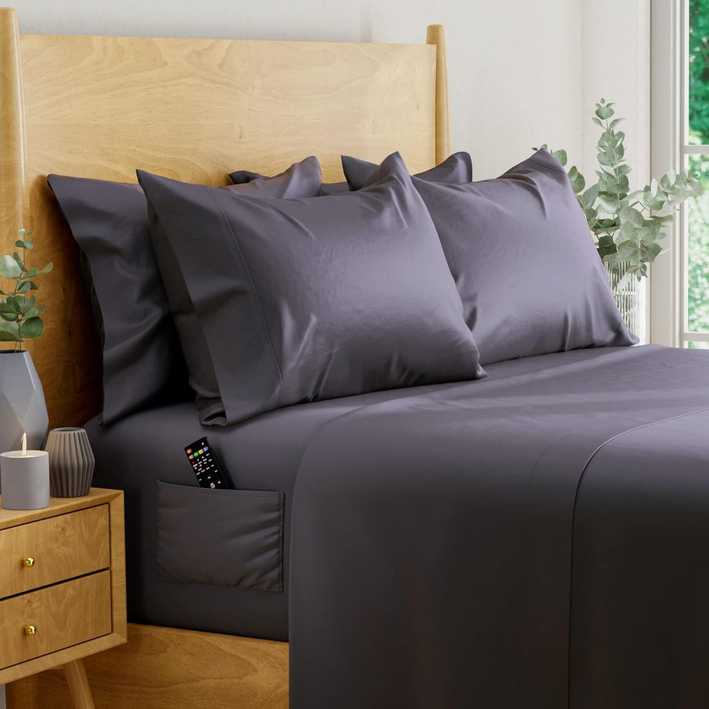Ivory 6 pcs Queen Eucalyptus Lyocell Sheet Set with 2 Side Pockets B222