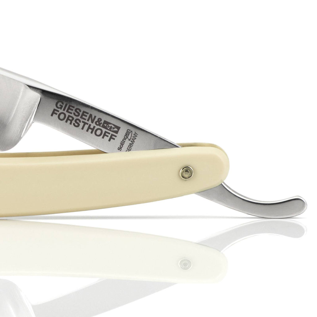 Carbon Steel Straight Razor with Ivory Plastic Handle D3287