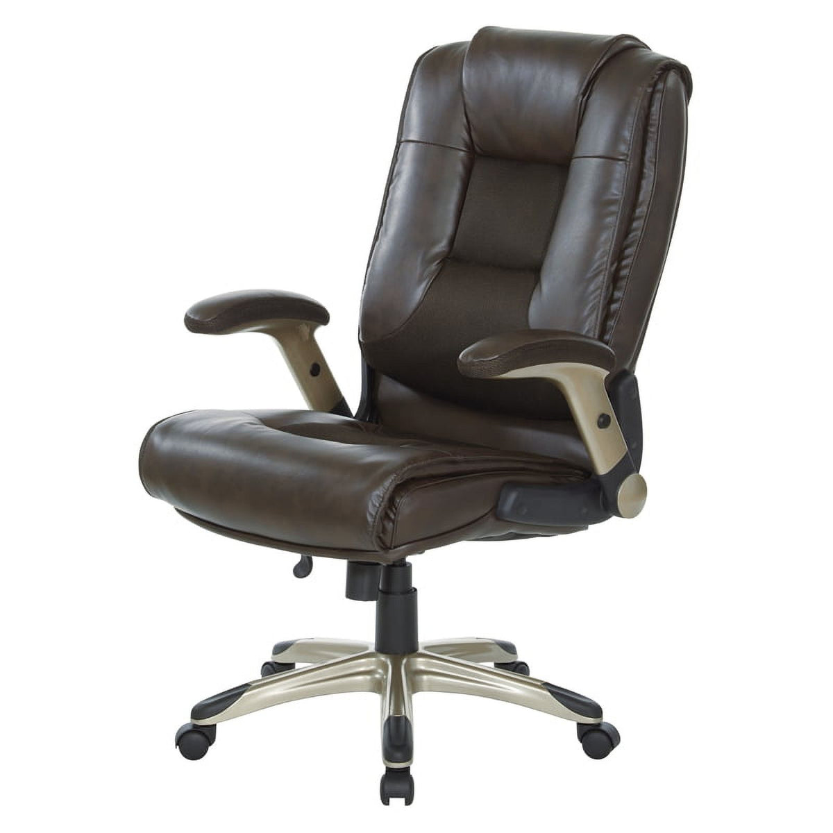 Bonded Leather Chair in Espresso with Cocoa Coated Flip Arms F227