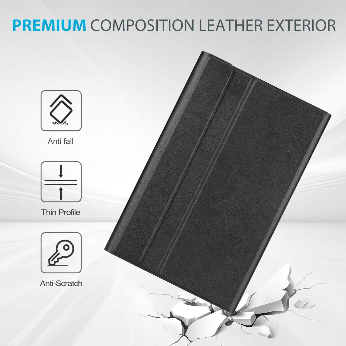 Slim PU Leather Keyboard Case for Surface Go 3, Black Pack of 2 N67935