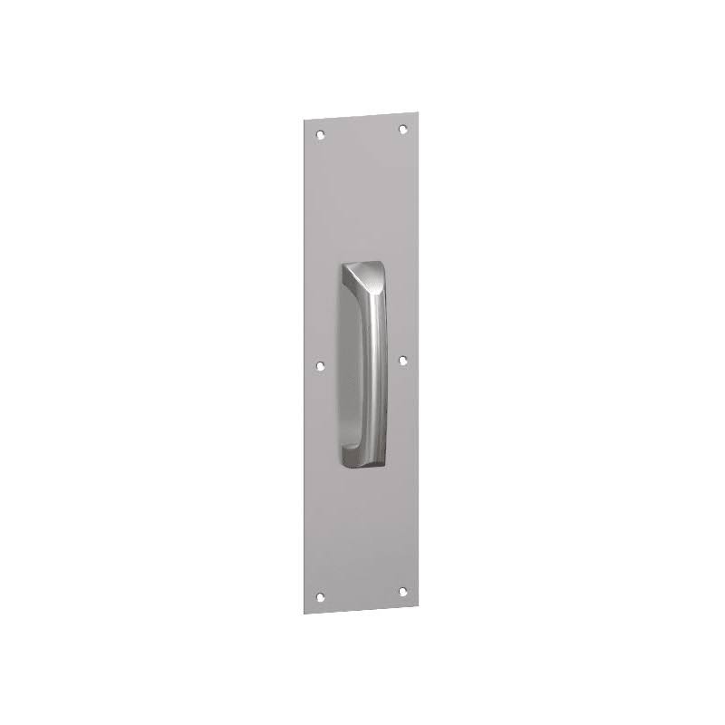 Square Corner Pull Plate on Satin Stainless E67718