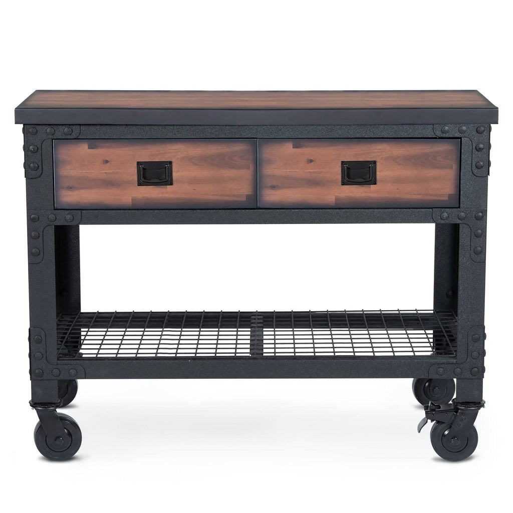 48 in x 24 in 2 Drawer Rolling Industrial Workbench with Wood Top M846966