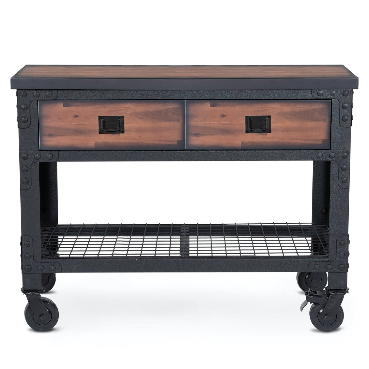 48 in x 24 in 2 Drawer Rolling Industrial Workbench with Wood Top M846966