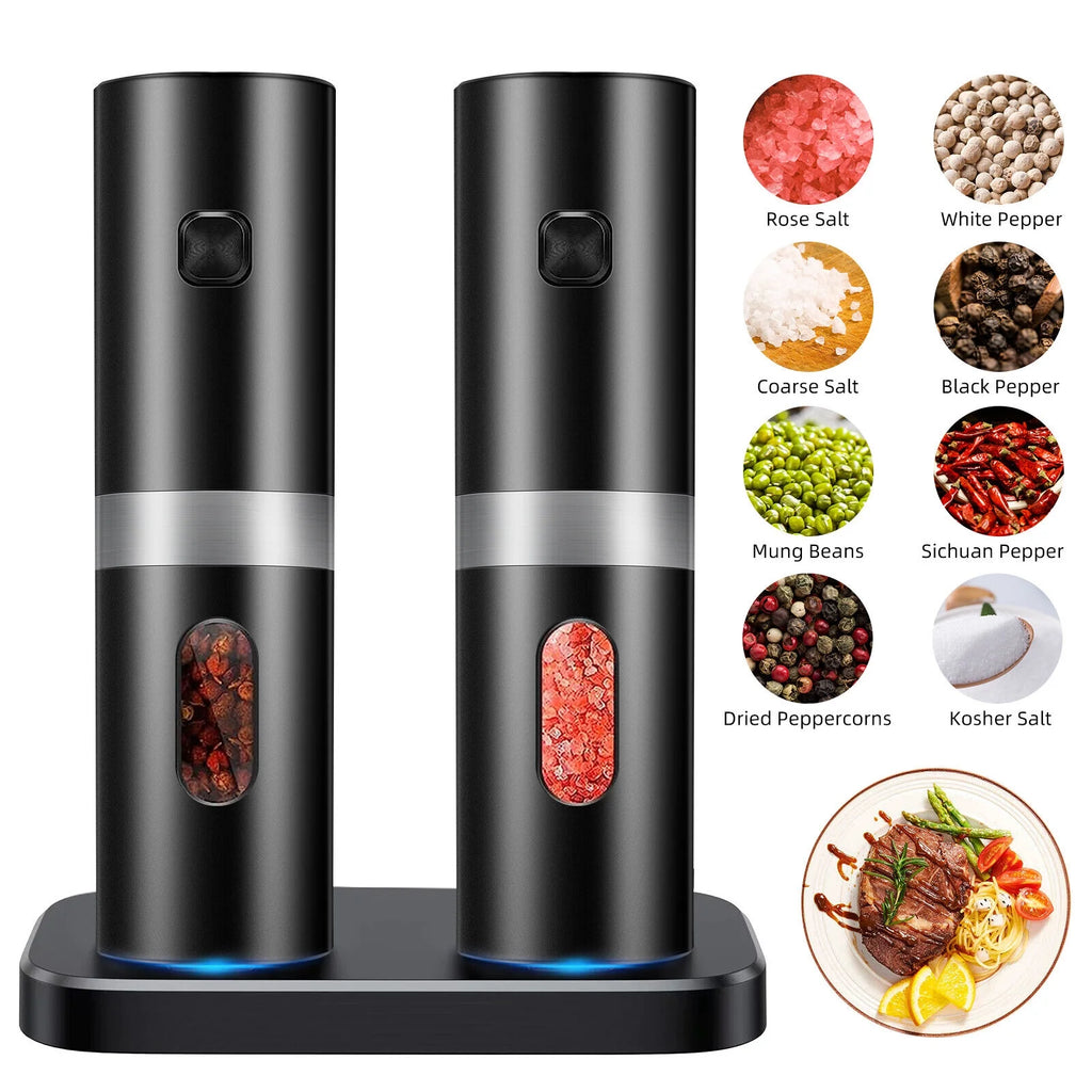 Electric Black Salt & Pepper Grinder USB Mill X482720