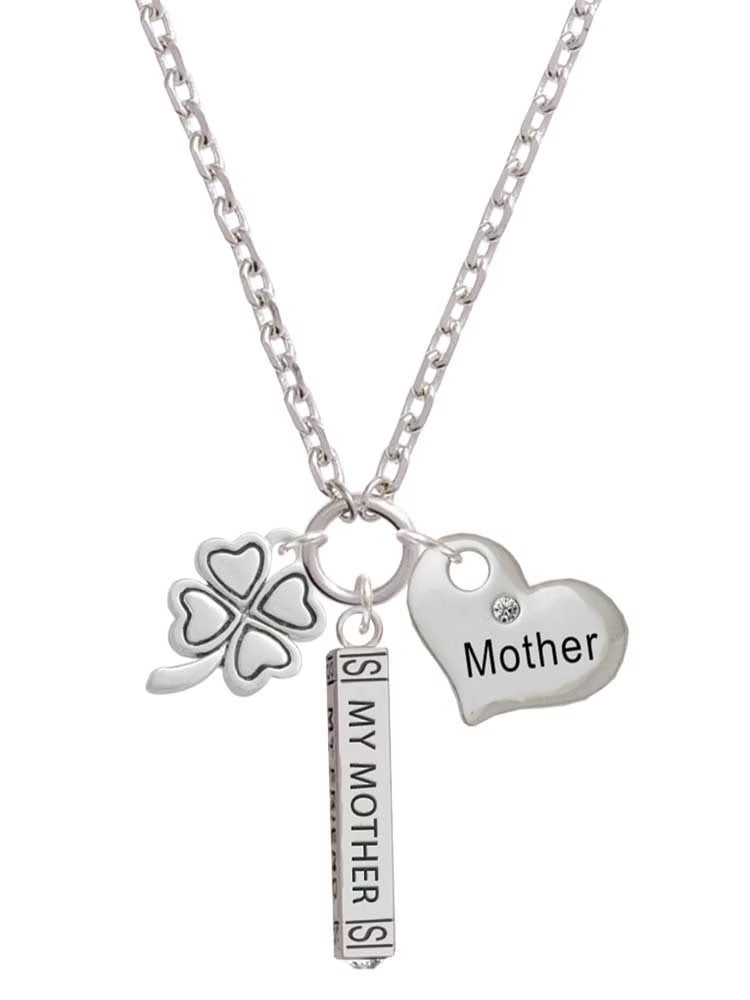 Silvertone Four Leaf Clover Bar Necklace G98847
