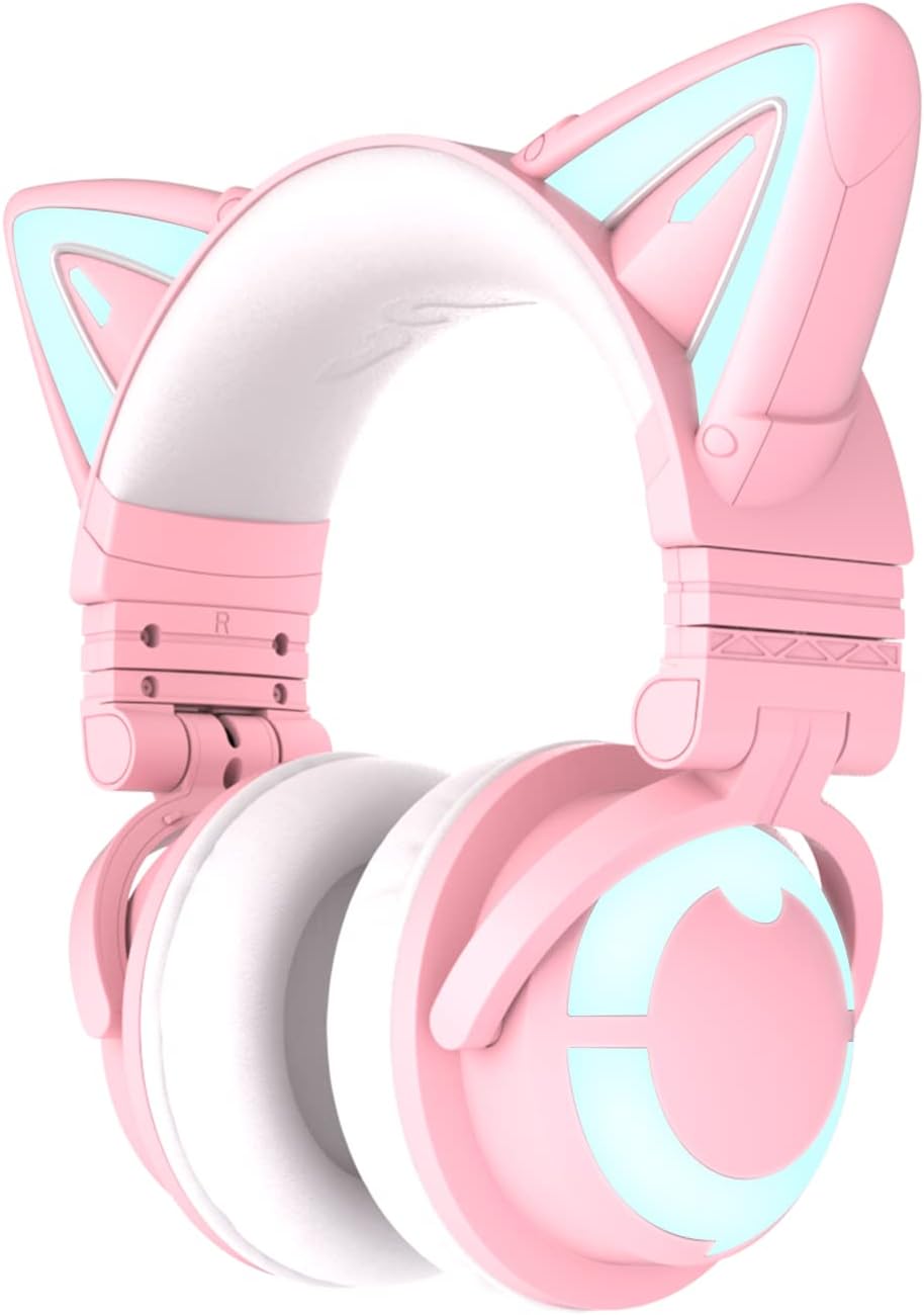 RGB Wireless 5.0 Foldable Gaming Headset with 7.1 Surround Sound, Built-in Mic, Type-C Charging Cable Z571